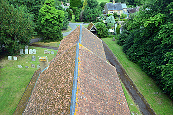 The roofs seen from the church tower July 2015